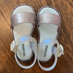 Mini Melissa Pink Sparkly Glitter Open Toe Sandal - Toddler 8